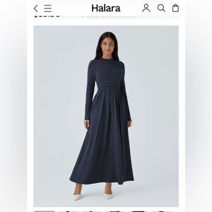 HALARA Dark Blue Long Sleeve Dress
